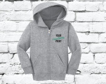 Toddler Custom Hoodie Custom Full Zip Jacket Hooded Sweatshirt Warm Long Sleeve Kangaroo Jacket