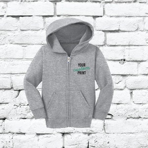 Toddler Custom Hoodie Custom Full Zip Jacket Hooded Sweatshirt Warm Long Sleeve Kangaroo Jacket