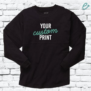 Custom Print Long Sleeve Shirt Oversize Black Varsity Fit Pom Pom Jersey Pullover Shirt Large Relaxed Fit