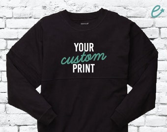 Custom Print Long Sleeve Shirt Oversize Black Varsity Fit Pom Pom Jersey Pullover Shirt Large Relaxed Fit