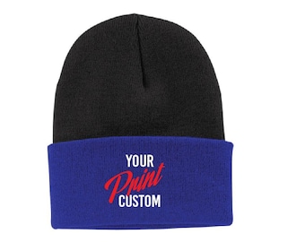 Ricamo personalizzato Beanie cappello a maglia due tono personalizzato Cuff Beanie Unisex Fleece Beanie