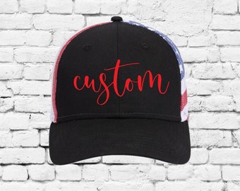 Sombrero de béisbol de malla de la bandera estadounidense personalizada Bordado su impresión personalizada