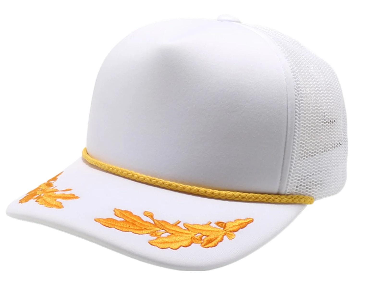 Custom Trucker Hats Nautical Captain Rope Hat Outdoor Cap SE Foam Gold ...