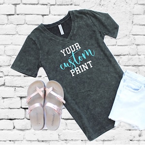 Custom Women&#39;s Oversize Tie Dye Mineral Washed Short Sleeve V-Neck Top T-shirt