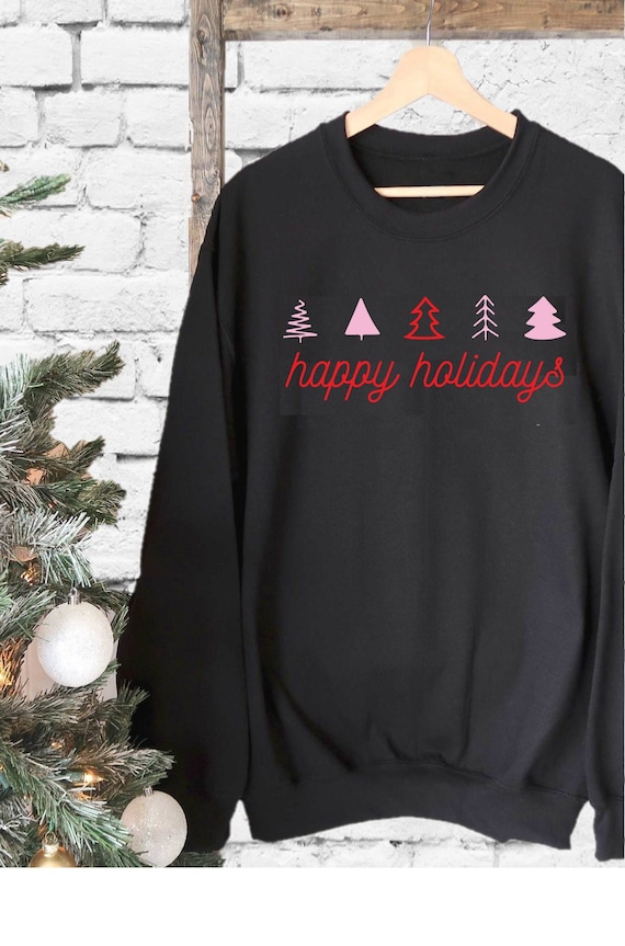 Happy Holidays Christmas Sweater Pullover Xmas Festive Crewneck Thanksgiving Holidays Sweatshirt Etsy Canada