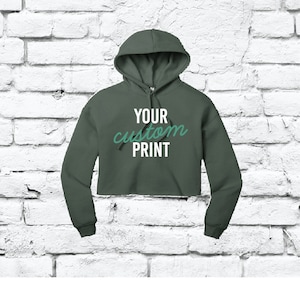 Custom Print Crop Hoodie Sweatshirt Personalized Womens Sweatshirt Hooded Cropped Sweater