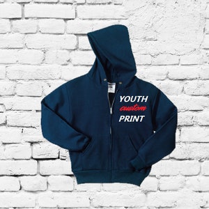 Youth Custom Hoodie Full Zip Hooded Sweatshirt Heavy Blend Long Sleeve Kangaroo Jacket