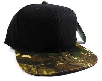 Custom Embroidery Camo Hat Snapback Camoflauge Brim Solid Camo Hat Snapback Green Army Cap Woodland Camo Hunting