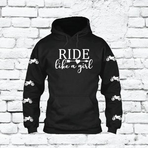 Ride like a Girl Hoodie 4X4 Hooded Offroad Girls who Ride Sweatshirt Heavy Blend Long Sleeve Kangaroo Jacket MX SXS Snow Dirt Sports