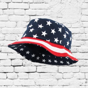 Your Custom Print Embroidered Bucket Hat American Flag Print