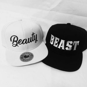 Beauty and Beast Snapbacks Black and White Hats Couple Snapback Couple Hats