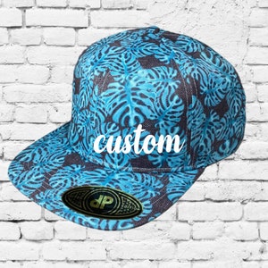 Bordado personalizado Hawaiian Monstera Snapback Solid Floral Hat Hawaii Beach or Vacation Cap Palm Trees Tropical Your Custom Text or Logo