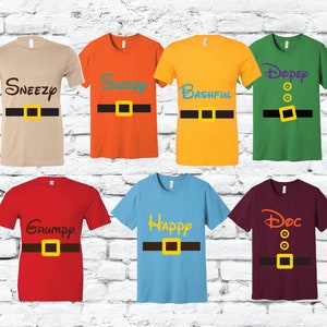 Seven Dwarf Shirt Unisex 7 Dwarfs Costume Halloween Crew Neck Add your Own Beards T-shirt Graphic Tee Soft Relaxed Shirt Retail Fit Tee