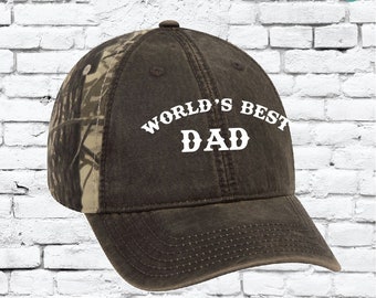 World's Best Dad Custom Embroidery Camo Daddy Snapback Mossy Camoflauge Hunting Brim Hat Cap Green Camo Hat Oak Leaves Papa Parents