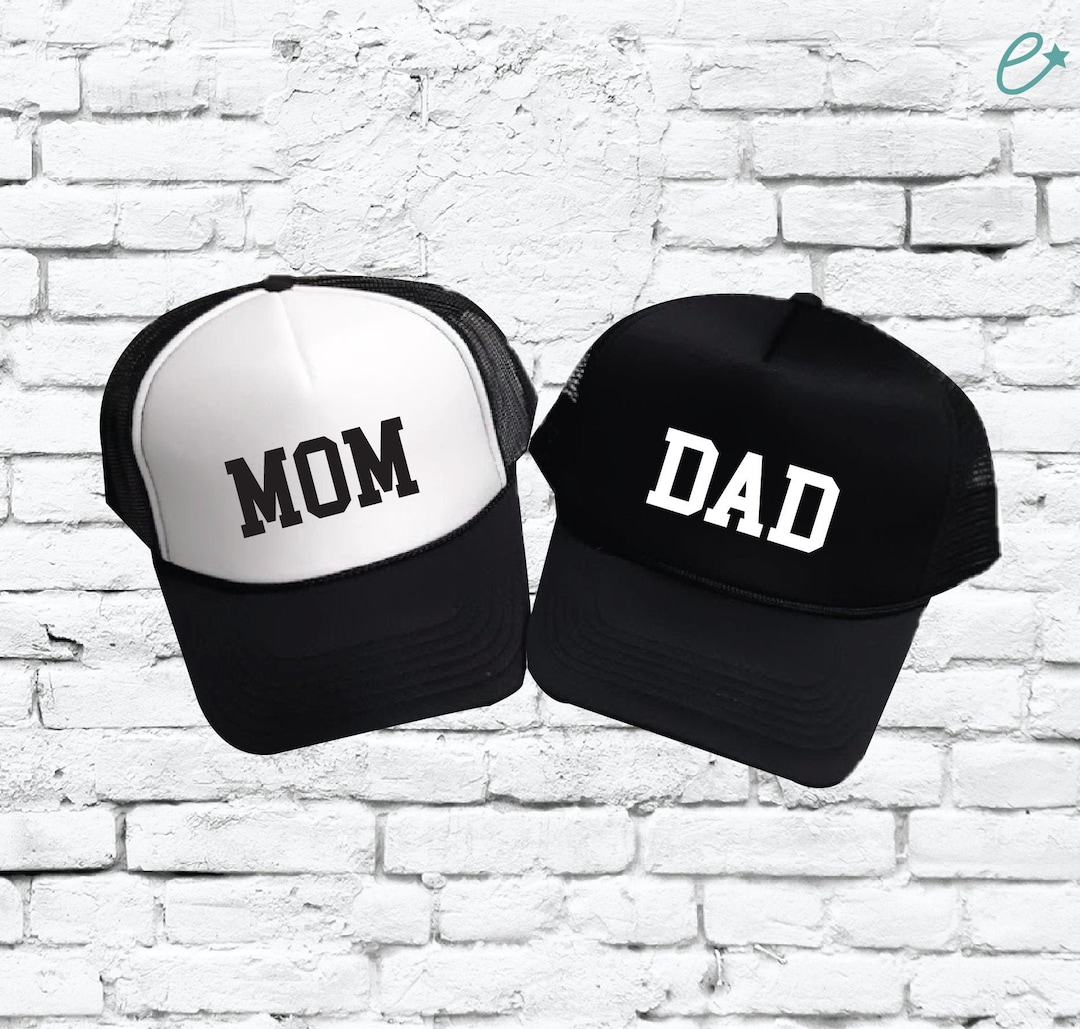 Mom and Dad Hats New Parent Trucker Hats Baby Announcement Party Hats ...