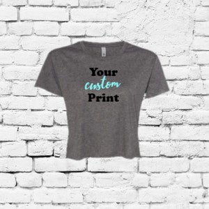 Custom Print Women’s Boxy Cropped Tee Crop Top Festival T-shirt Custom Personalized Crop Shirt Your Text or Logo