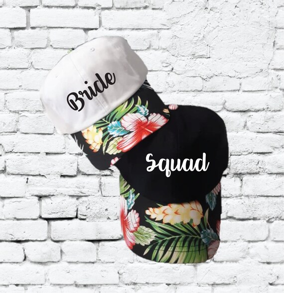 Bride and Squad Dad Hats Hawaiian Floral Print Snapbacks
