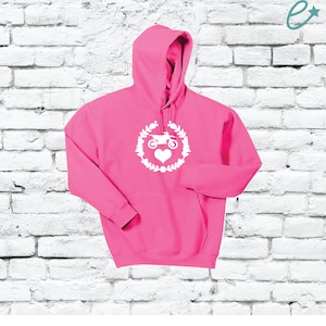 Moto Heart Hoodie Motorcycle Dirtbike Riding Desert Hooded Offroad Girls who Ride Sweatshirt Long Sleeve Hooded Jacket