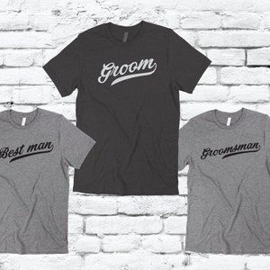 Groom Best Man and Groomsman Graphic Tees Custom Bachlor Party Shirts Custom Personalized Wedding Party Long Unisex Fit Tee