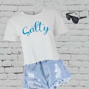 Salty Crop Top Women’s Boxy Cropped Tee Rainbow T-shirt Beach Vacay Vibes Shirt