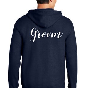 Groom Hoodie Full Zip Hooded Sweatshirt Heavy Blend Long Sleeve Kangaroo Wedding Day Jacket