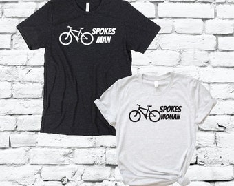 Spokeswoman and Spokesman Tees Bike Bicyclist Mountain Biking Couples Funny Spokes Graphic Tee Pair Shirts Unisex T-shirt Gift for Bikers