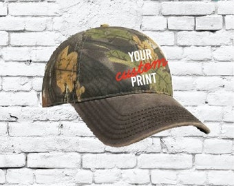 Custom Embroidery Camo Snapback Mossy Camoflauge Hunting Brim Hat Cap Green Camo Hat Oak Leaves