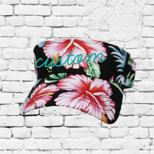 Your Custom Print Embroidered Hat Hawaiian Floral Embroidery Visor Hat Sun Protection Popular Headwear Beach Shade Military Style