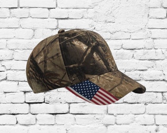 Custom Camo American Flag Hat Baseball Cap Embroidery Your Custom Print  Mossy Oak Camouflage Trucker Hat
