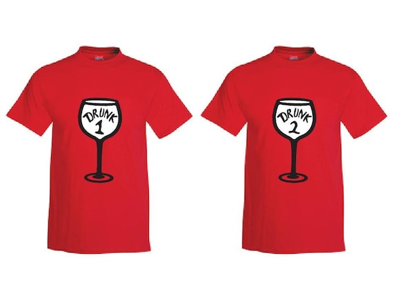 Drunk 1 and Drunk 2 Wine Glass Custom Mens Graphic Tee Unisex Fit T shirt for Men Funny Shirts Drinking Shirt Red or Your Color Choice Etsy Ireland