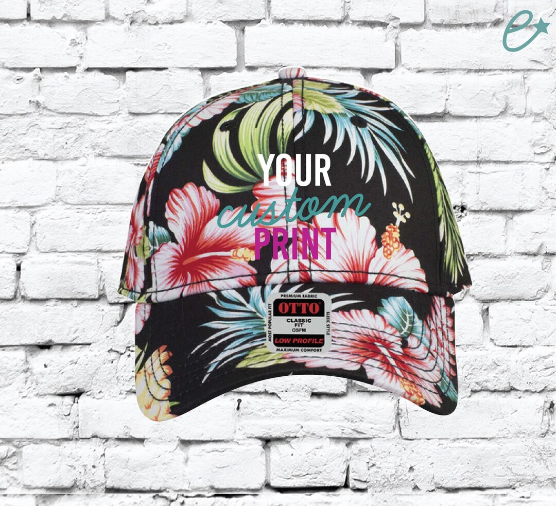 Custom Embroidery Solid Hawaiian Hat Baseball Cap Floral Brim