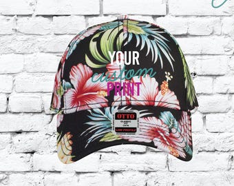 Custom Embroidery Solid Hawaiian Hat Baseball Cap Floral Brim