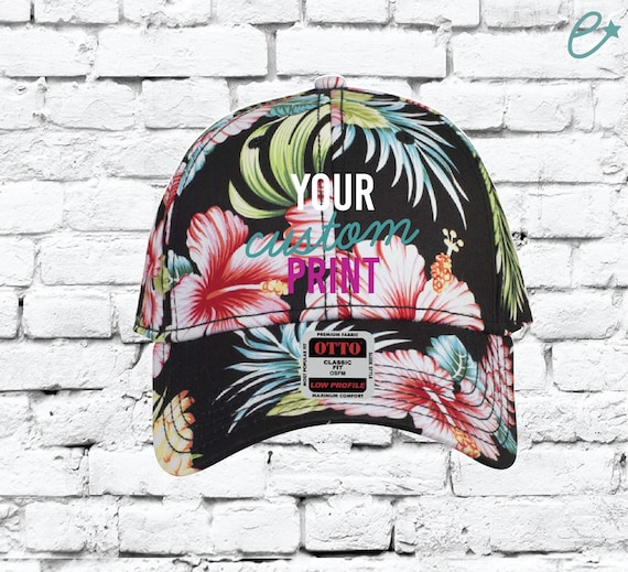 Custom Embroidery Solid Hawaiian Hat Baseball Cap Floral Brim