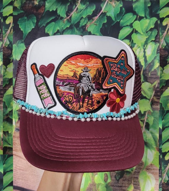 Custom Trucker Hat Cowgirl Horse Patch Mesh Back Charm Chain Cap Checkered NEW‎ Custom Trucker Hat Cowgirl Horse Patch Mesh Back Charm Chain  main image 2
