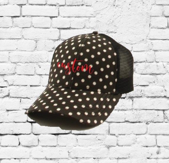 CC Trucker Hat Custom Embroidery Black and White Polka Dots  display picture 3