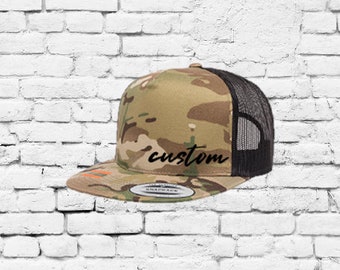 Aangepast borduurwerk Camo Trucker Hat Jacht Snapback Camoflauge Rand Solid Camo Hoed met Mesh Back Snapback Green Army Cap