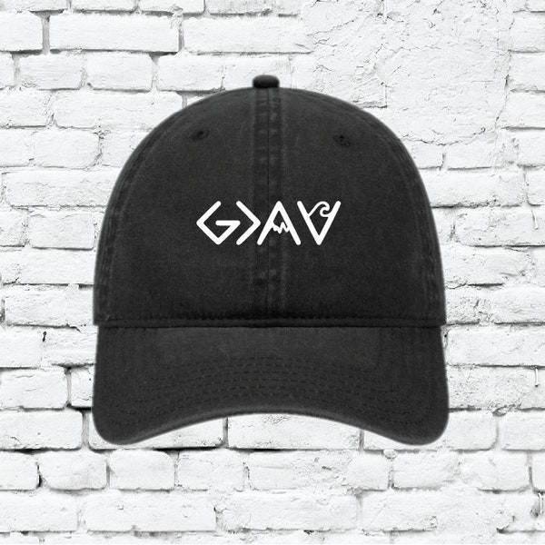 God is greater than the highs and lows Baseball Hat Christian Unstructured Dad Hat Strap back Cap