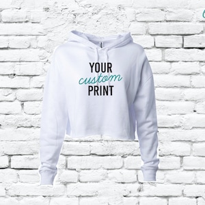 Custom Print Crop Hoodie Sweatshirt Personalized Womens Sweatshirt Hooded Cropped Sweater