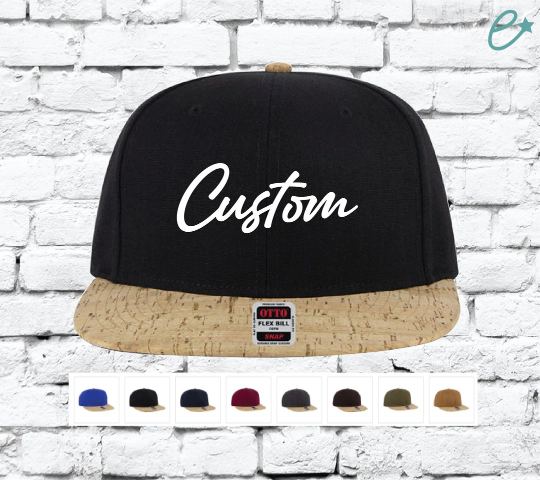 Custom Snapback Hat Black Cork Classic Snapback Your Color Choice ...