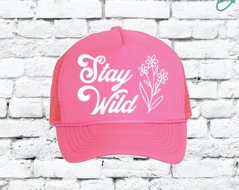Stay Wild Wildflowers Trucker Hat Funny Mesh Back Foam Hats