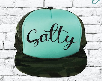 Salty Trucker Hats Mesh Back Hat Beach Ocean Snapback