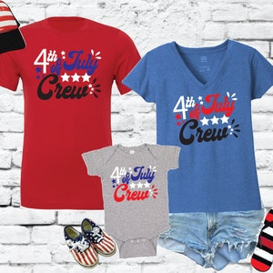 4th of July Crew Shirts Matching Family America Independence Day Graphics Tee 4th of July Summer Camping Shirts, DT8001, BC3413