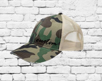 Custom Embroidery Camo Trucker Hat Hunting Snapback Camoflauge Brim Mesh Back Snapback Adams Ollie