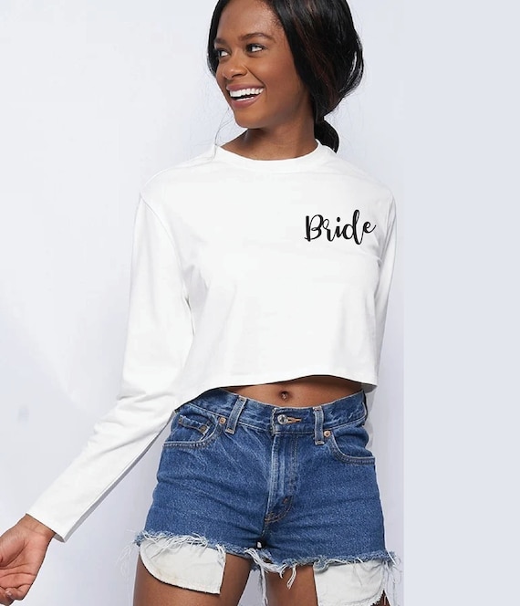 long sleeve crop top graphic tee