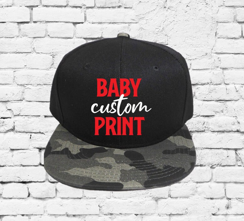 Baby Custom Embroidery Camo Hat Infant Snapback Camoflauge Brim Solid Camo Hat Snapback Grey Army Cap
