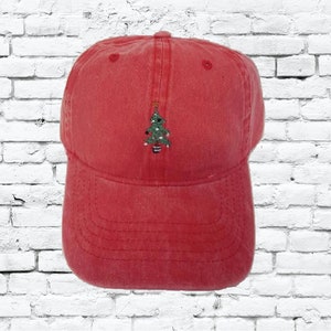 Christmas Tree Unstructured Dad Hat Xmas Hat Light Pink Navy and White or Your Color Choice