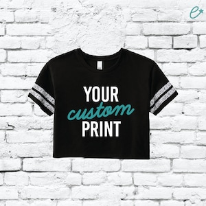 Custom Print Women’s Varsity Cropped Tee Crop Top T-shirt Game Day Personalized Crop Shirt Your Text or Logo