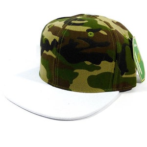 Personalizado bordado Camo sombrero Snapback Camoflauge sólido Camo cap blanco Brim Snapback verde ejército gorra