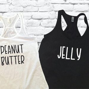Peanut Butter and Jelly Tanks Shirt Tank Tops PB J Couples Friends Set Graphic Shirts Date Fun Couple Tee Set
