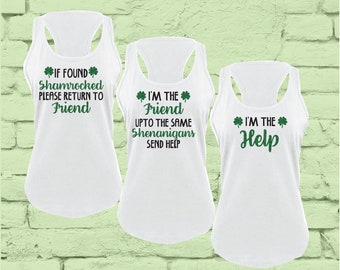 If Found Shamrocked Please Return to Friend Drunk Shenanigans Send Help Saint Patrick's Shirts Bestie Tank Tops Best Friends Shirts